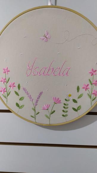 Enfeite Porta Maternidade Bordado Bastidor Jardim Encantado