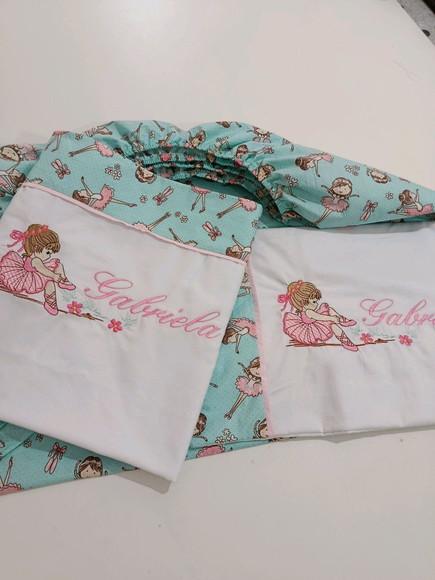 Jogo de Lençol para Mini Cama 3 Pçs Bordado