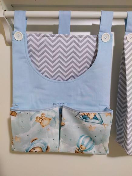 Kit Bolsões Porta Fraldas com 2 Peças Estruturado com Manta