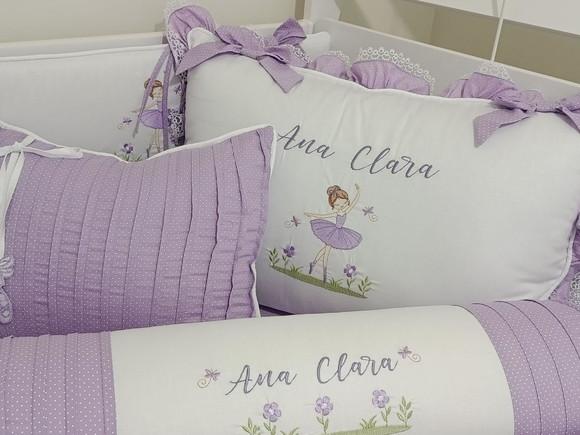 Kit de Berço 5 Peças Bordado com Bailarina