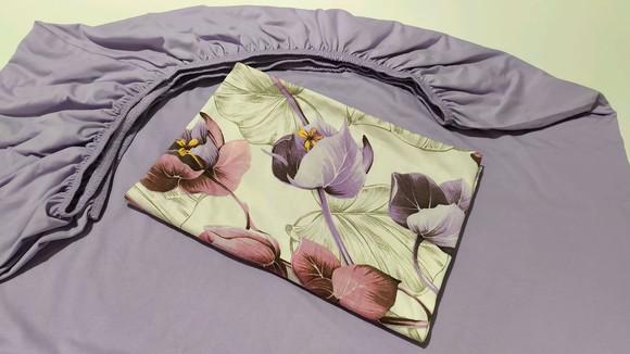 Lençol Lilas Solteiro 2 Pçs de Malha