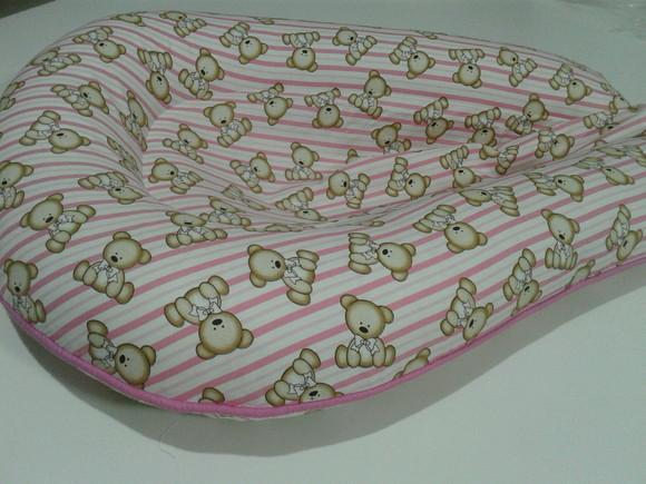Ninho Redutor de Berço para Bebê Detalhe Rosa Modeu U Urso