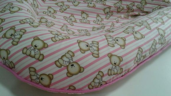 Ninho Redutor de Berço para Bebê Detalhe Rosa Modeu U Urso
