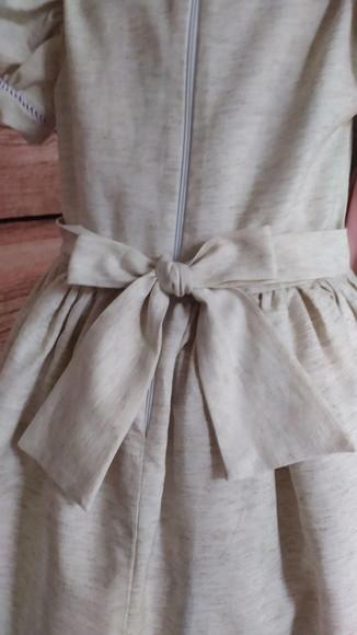 Vestido Infantil Bordado em Linho de Algodao Forrado