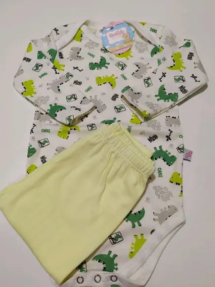 Body de bebe manga comprida estampado em malha 100% algodão