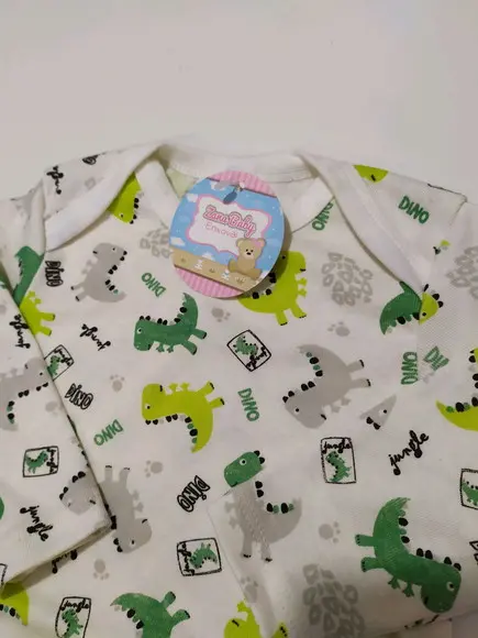 Body de bebe manga comprida estampado em malha 100% algodão