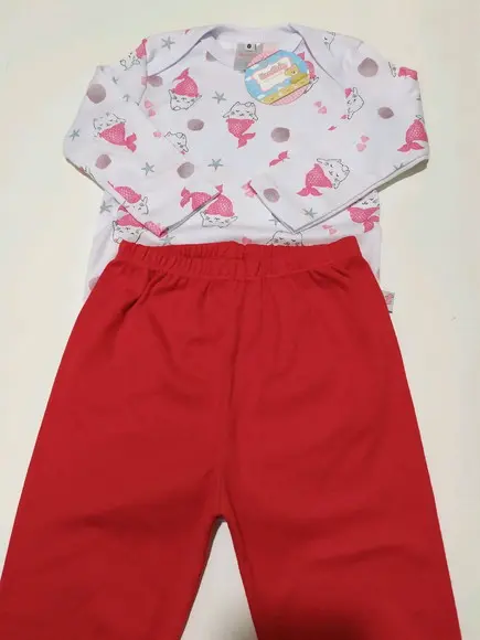 Body de bebe manga comprida estampado em malha 100% algodão