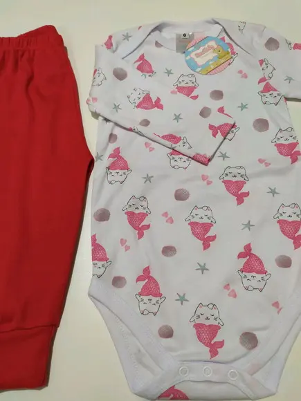 Body de bebe manga comprida estampado em malha 100% algodão