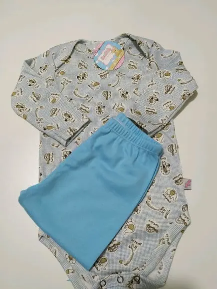 Body de bebe manga comprida estampado em malha 100% algodão