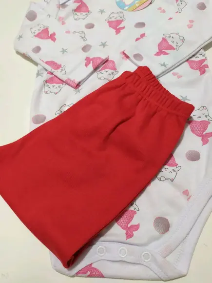 Body de bebe manga comprida estampado em malha 100% algodão