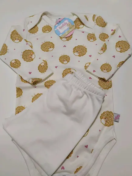 Body de bebe manga comprida estampado em malha 100% algodão
