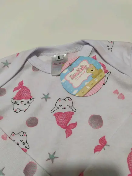 Body de bebe manga comprida estampado em malha 100% algodão