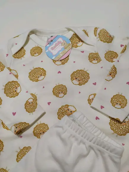 Body de bebe manga comprida estampado em malha 100% algodão