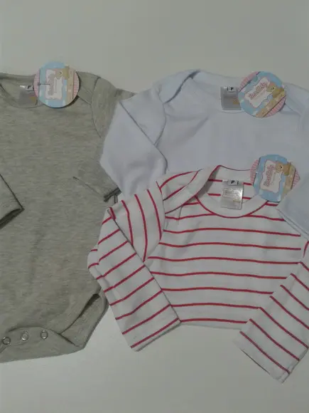 Body de bebe manga comprida estampado em malha 100% algodão