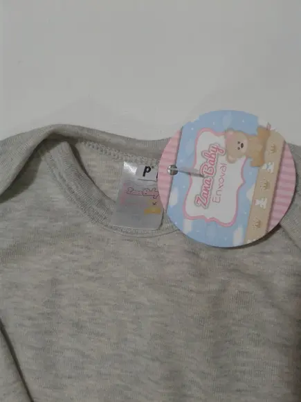 Body de bebe manga comprida estampado em malha 100% algodão
