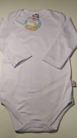 Body de bebê manga longa liso em malha 100% algodão