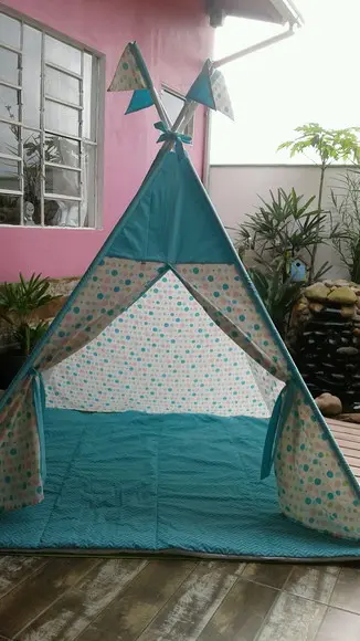 Cabana infantil + colchonete +bandeirinhas