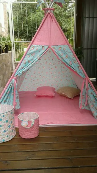 Cabana Infantil Bailarina Rosa e Verde com Colchonete