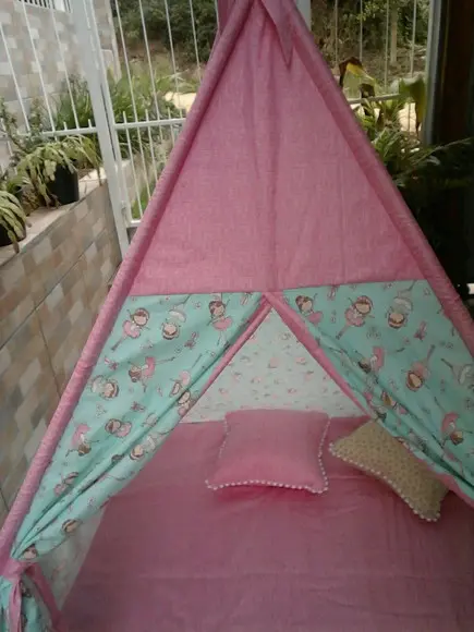 Cabana Infantil Bailarina Rosa e Verde com Colchonete