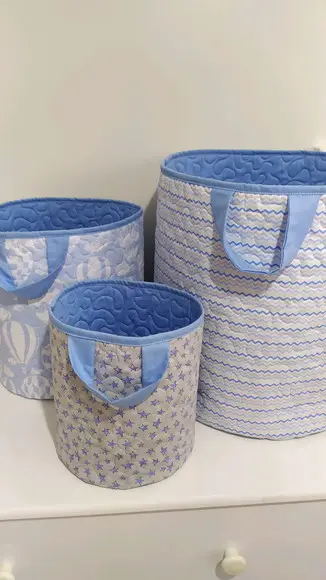 Cesto Organizador de Brinquedos de Tecido com Três