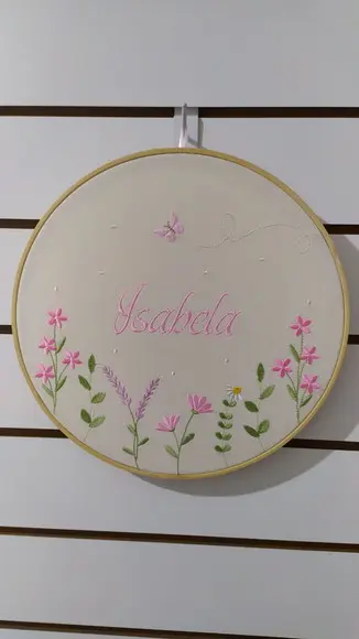 Enfeite Porta Maternidade Bordado Bastidor Jardim Encantado