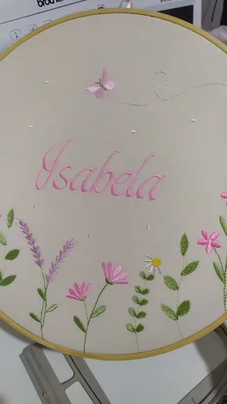 Enfeite Porta Maternidade Bordado Bastidor Jardim Encantado