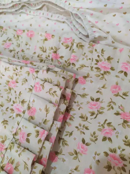 Jogo de lençol com babado para mini cama 3 pçs
