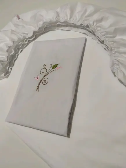 Jogo de lençol para mini cama 2 pçs bordado