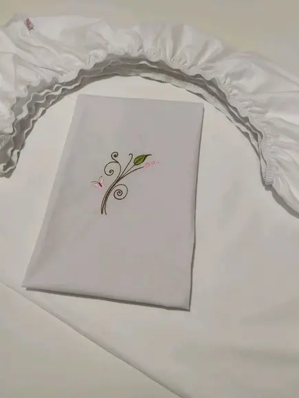 Jogo de lençol para mini cama 2 pçs bordado
