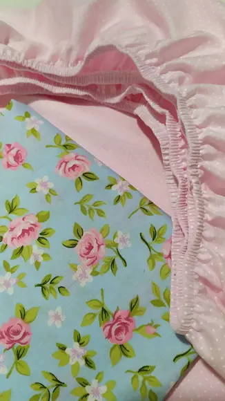 Jogo de lençol poa rosa e floral para mini cama 2 pçs