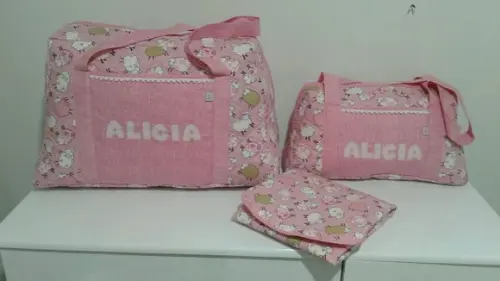 Kit de bolsa de maternidade com tres peças personalizada