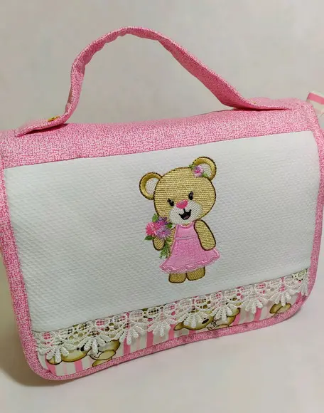 Nécessaire Porta Fraldas e Lenços Personalizada com Aba