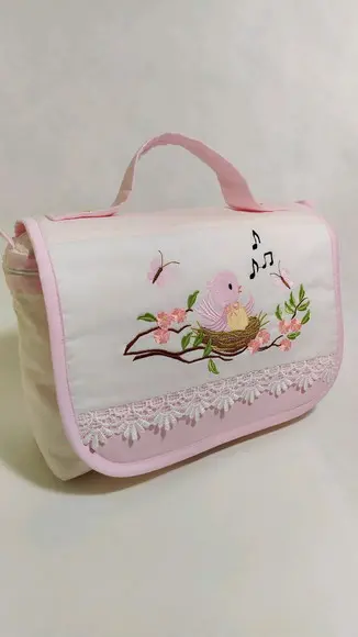 Nécessaire Porta Fraldas e Lenços Personalizada com Aba