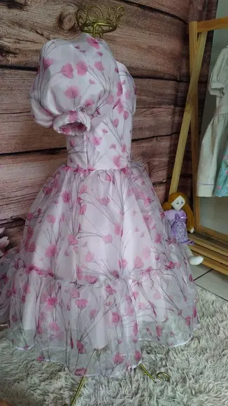 Vestido de Festa Infantil em Organza Estampada