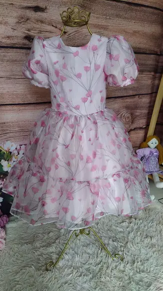 Vestido de Festa Infantil em Organza Estampada