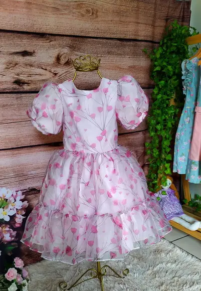 Vestido de Festa Infantil em Organza Estampada