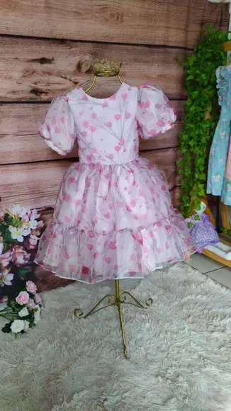 Vestido de Festa Infantil em Organza Estampada