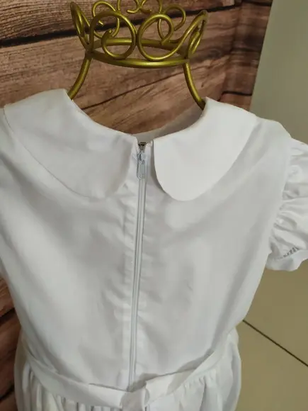 Vestido Infantil Bordado em Tricoline de Forrado