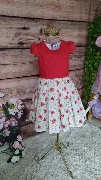 Vestido Infantil de Tricoline Forrado