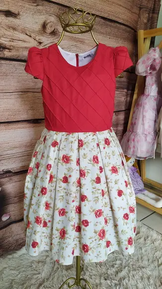 Vestido Infantil de Tricoline Forrado