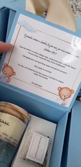 Caixa Chá de Bebê Vela Aromática 70g e Brinde