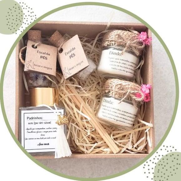 Caixa para Padrinhos com 5 Produtos em Madeira