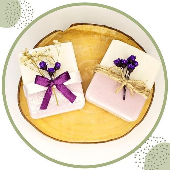 Lembrancinha Sabonete Natural de Lavanda e Dolomita 30g