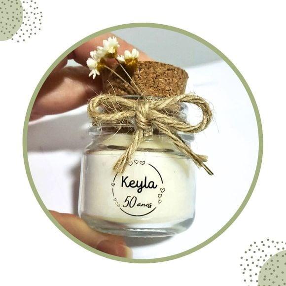Vela Aromática Lembrancinha 40g com Rótulo Transparente