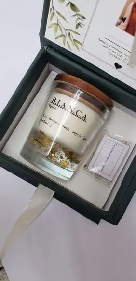 Caixa Vela Transparente com Folha de Ouro Aromatizada 70ml