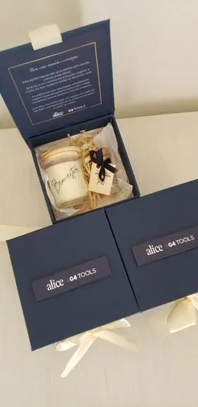 Kit Corporativo com Vela Aromática Caixa Premium