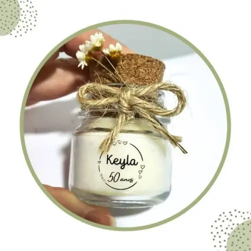 Vela Aromática Lembrancinha 40g com Rótulo Transparente