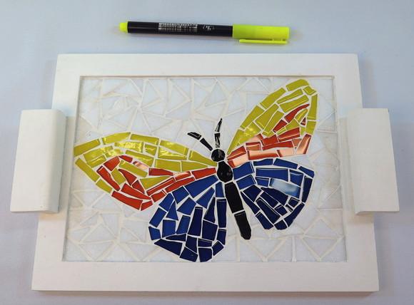 Bandeja Pequena em Mosaico Borboleta