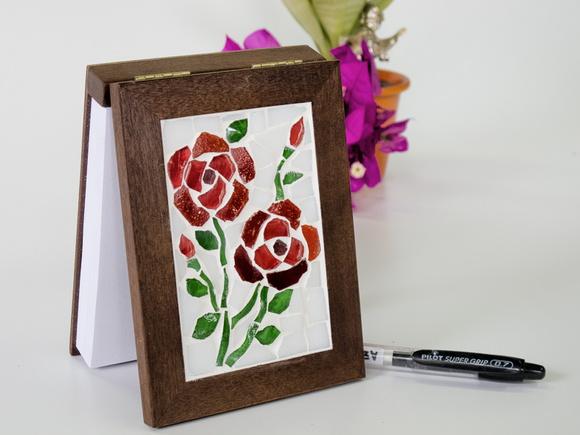Bloco Anotações Mosaico Rosas Vermelhas