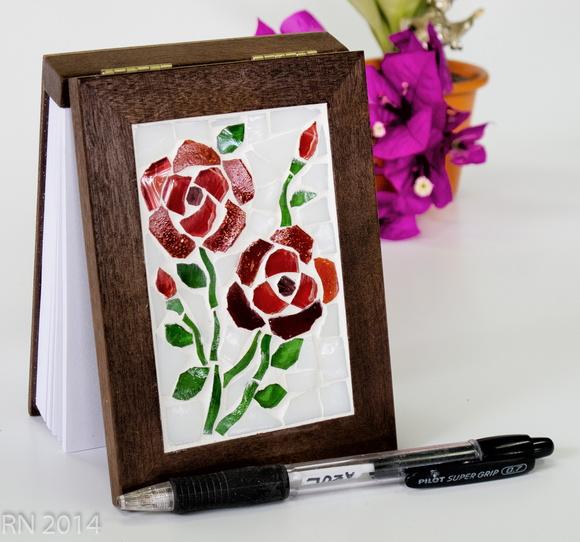 Bloco Anotações Mosaico Rosas Vermelhas